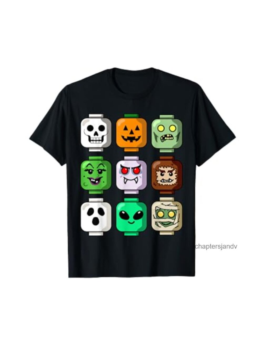 Halloween Building Brick Head Pumpkin Ghost Zombie Tee
